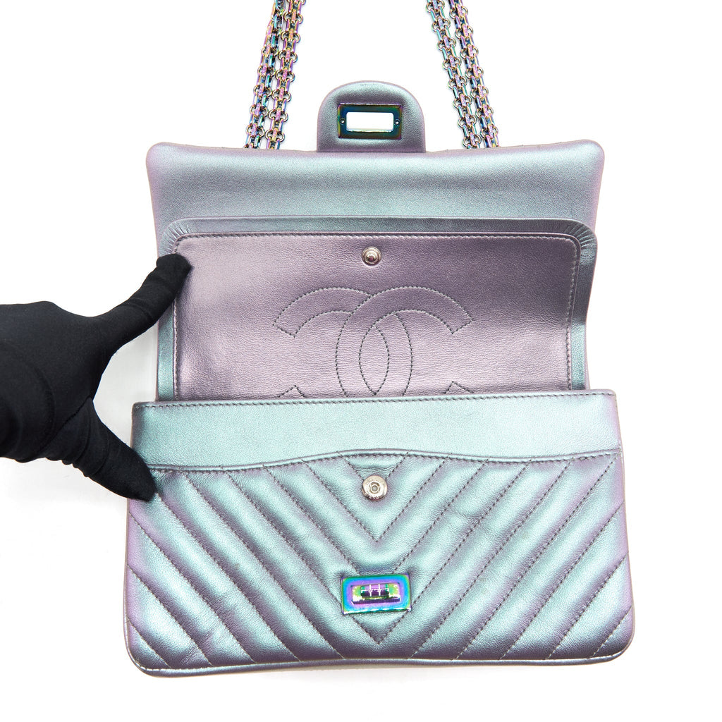 CHANEL 2.55 225 REISSUE FLAP BAG LAMBSKIN IRIDESCENT HARDWARE