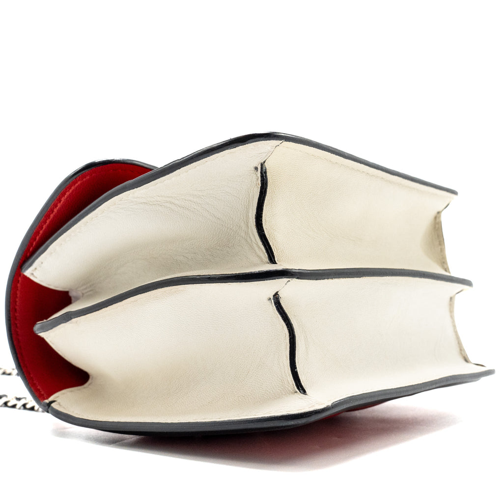 CHANEL TRICOLOR MINI GRAPHIC FLAP BAG LAMBSKIN RED/BLACK/WHITE SHW