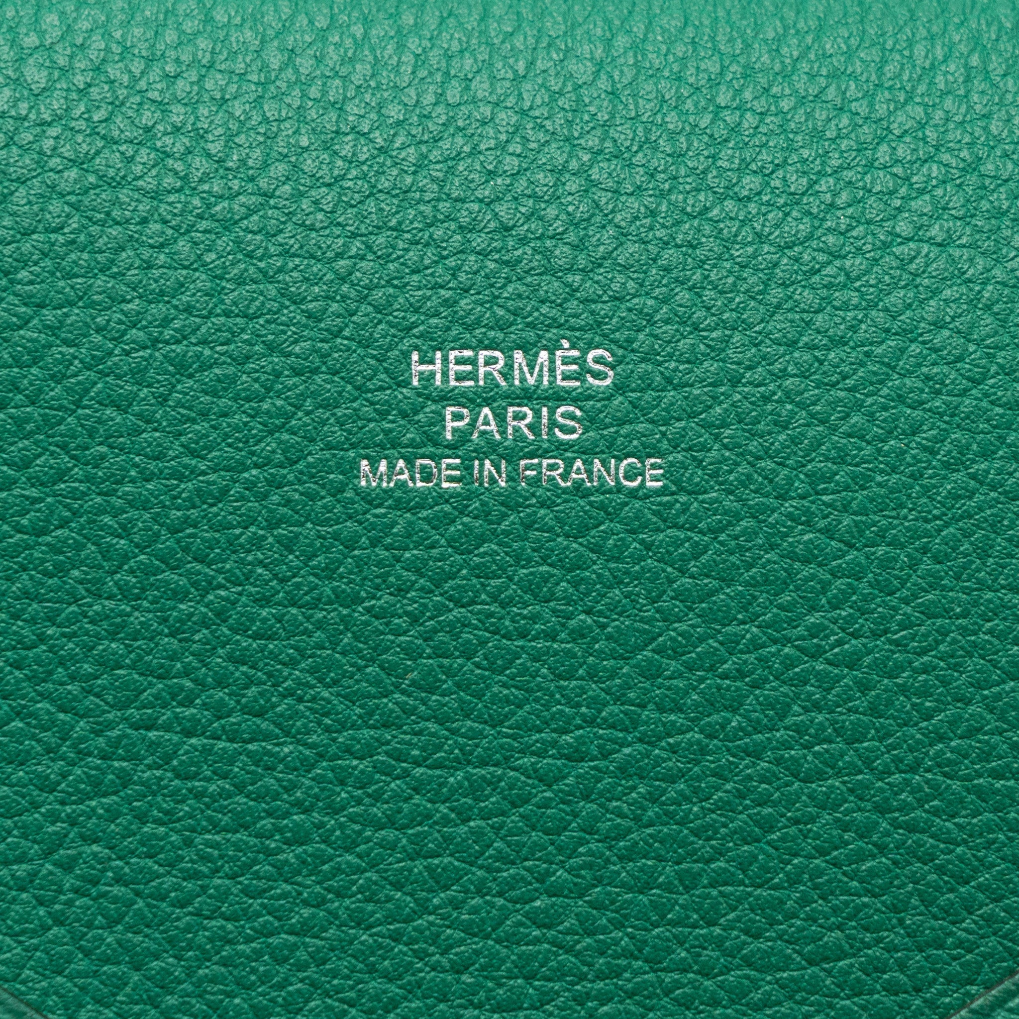 HERMES CALVI POCHETTE MM EVERCOLOR VERT VERTIGO/ VERT TITIEN SHW