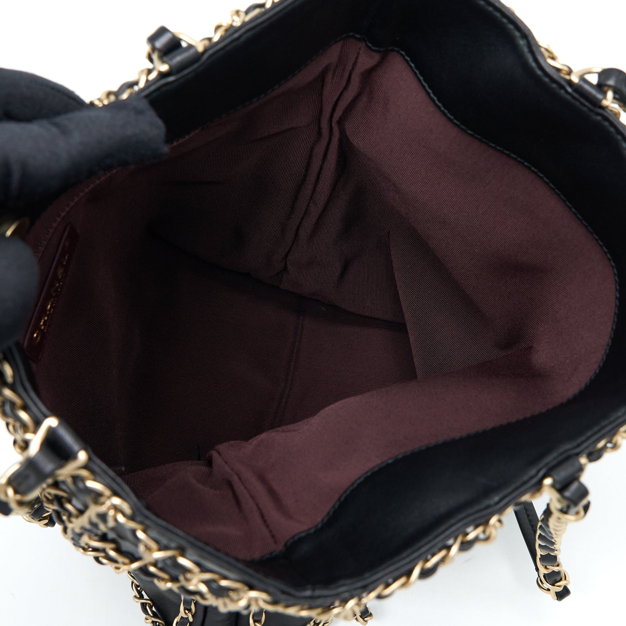 CHANEL CRUISE 2020 BLACK CHAINED TOTE BAG LAMBSKIN BLACK LGHW