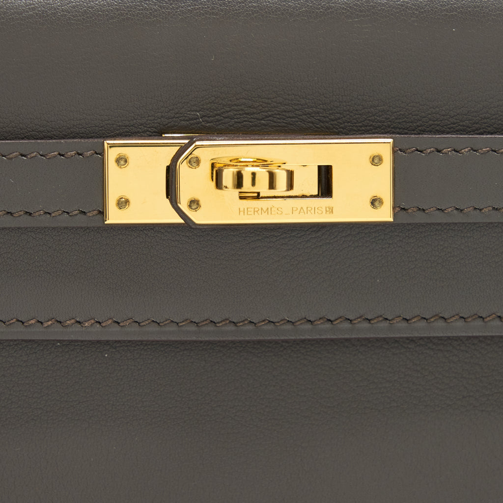 HERMES KELLY POCHETTE SWIFT 8F GRIS ETAIN GHW