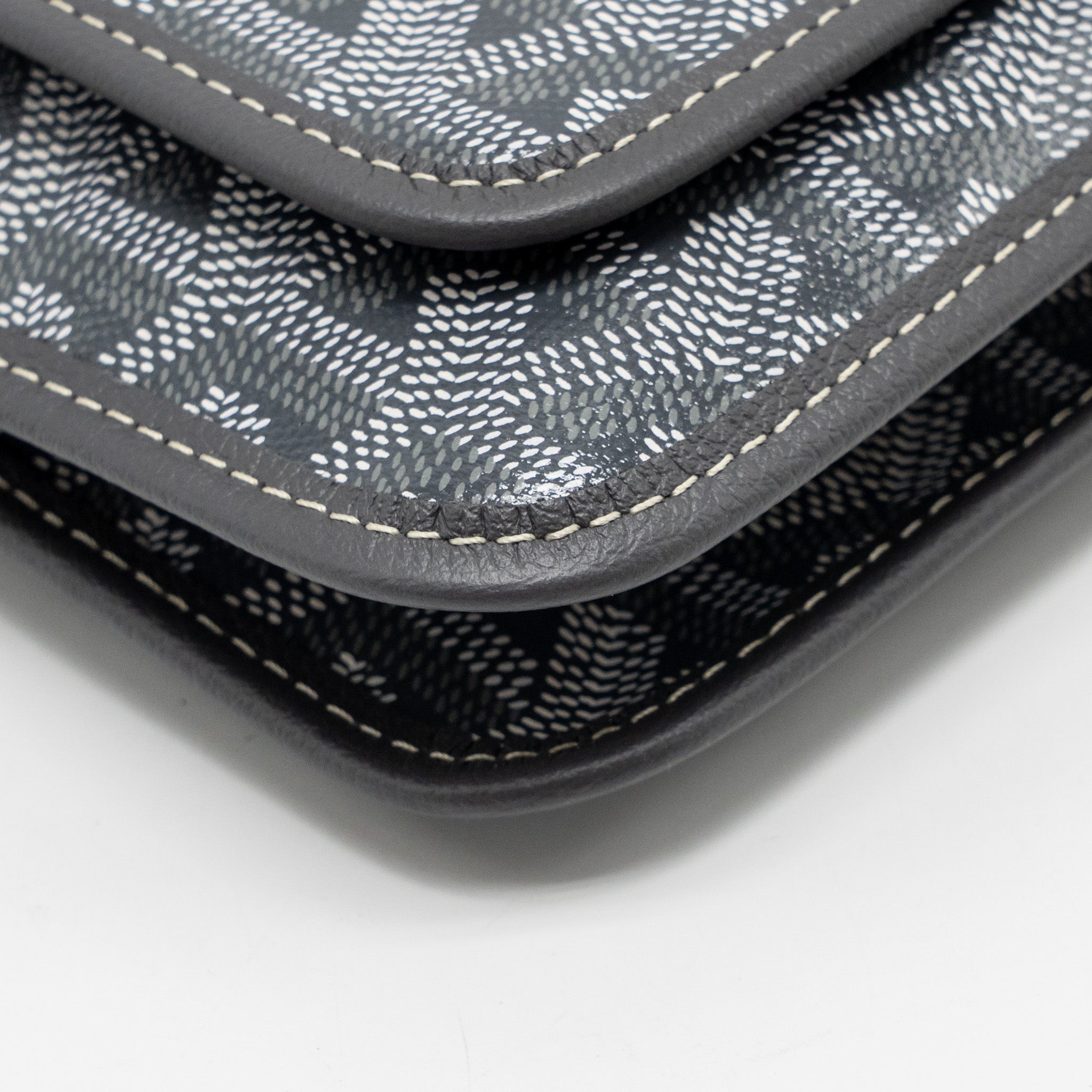 GOYARD PORTEFEUILLE POCHETTE PLUMET GOYARDINE CANVAS / CALFSKIN GREY SHW