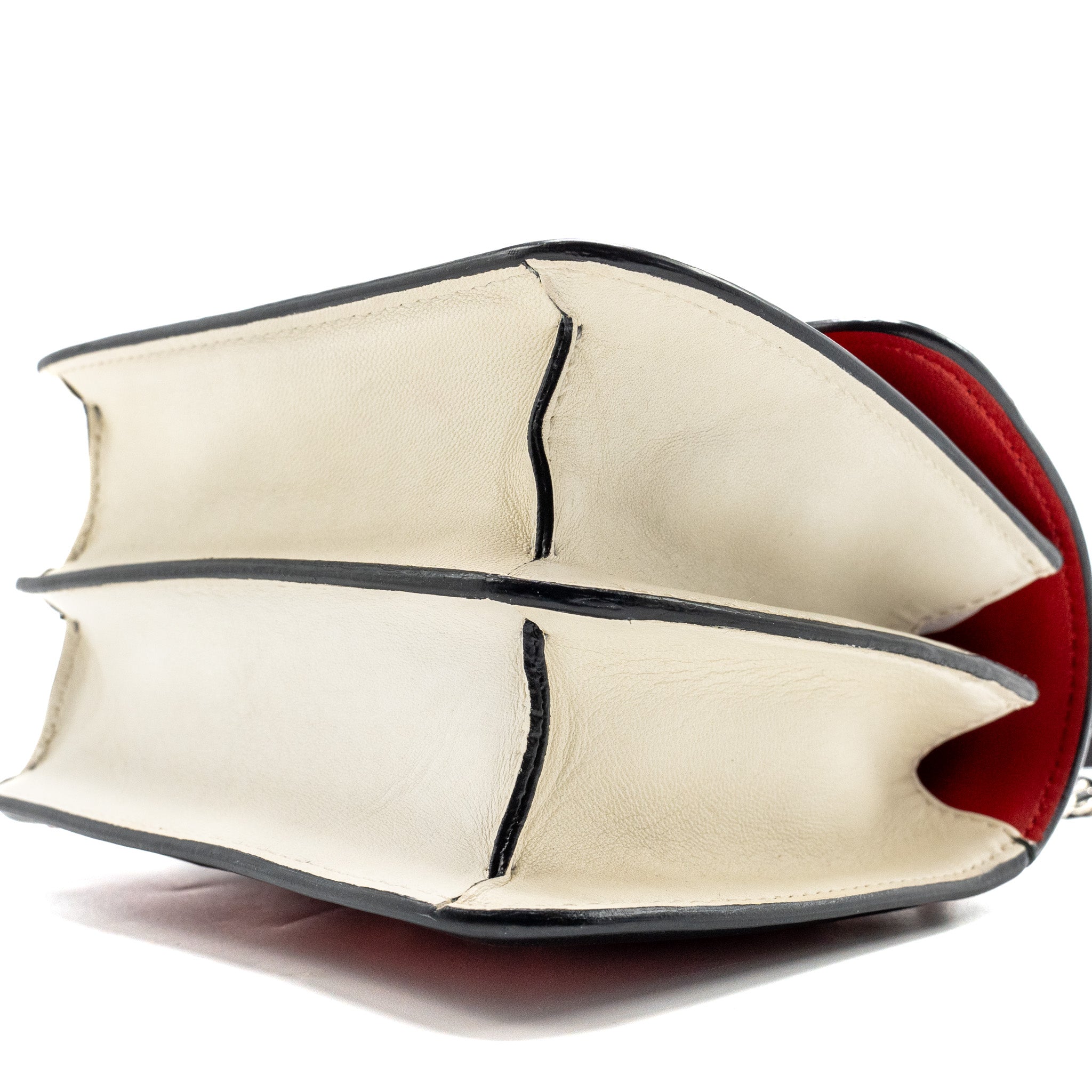 CHANEL TRICOLOR MINI GRAPHIC FLAP BAG LAMBSKIN RED/BLACK/WHITE SHW