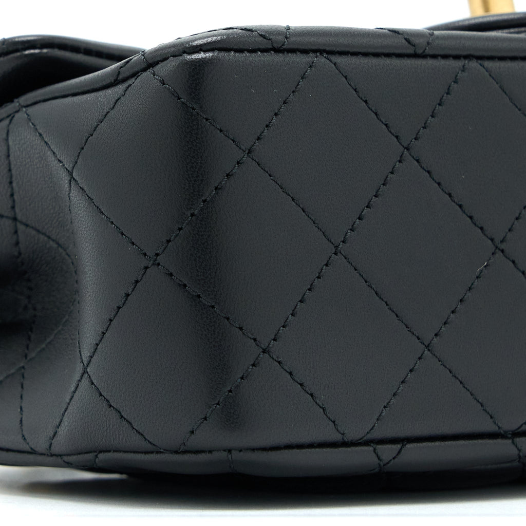 CHANEL 23C PEARL CRUSH MINI RECTANGULAR FLAP BAG LAMBSKIN BLACK BRUSHED GHW (MICROCHIP)