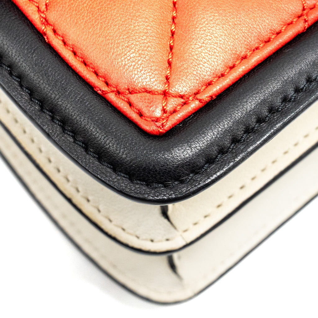 CHANEL TRICOLOR MINI GRAPHIC FLAP BAG LAMBSKIN RED/BLACK/WHITE SHW