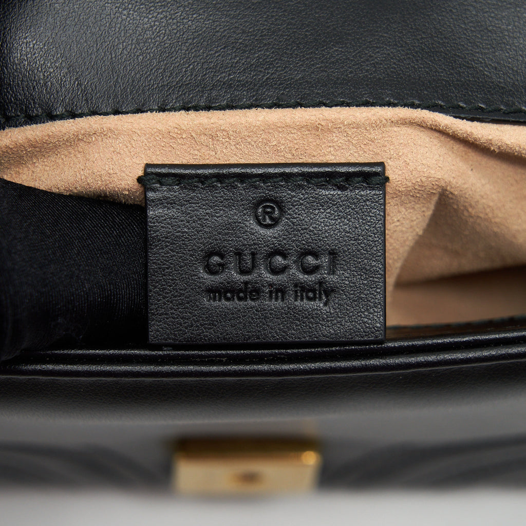 GUCCI GG MARMONT MINI TOP HANDLE BAG BLACK GHW