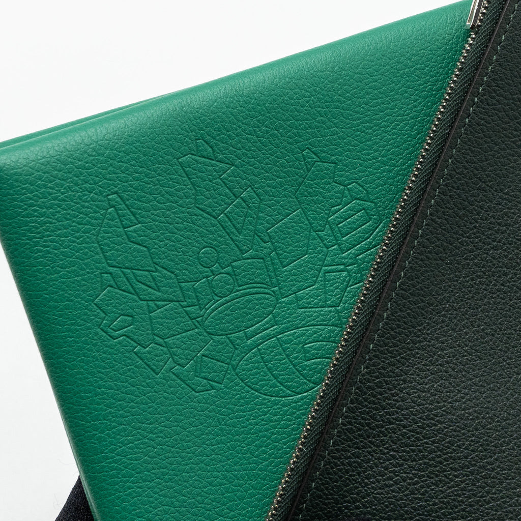 HERMES CALVI POCHETTE MM EVERCOLOR VERT VERTIGO/ VERT TITIEN SHW