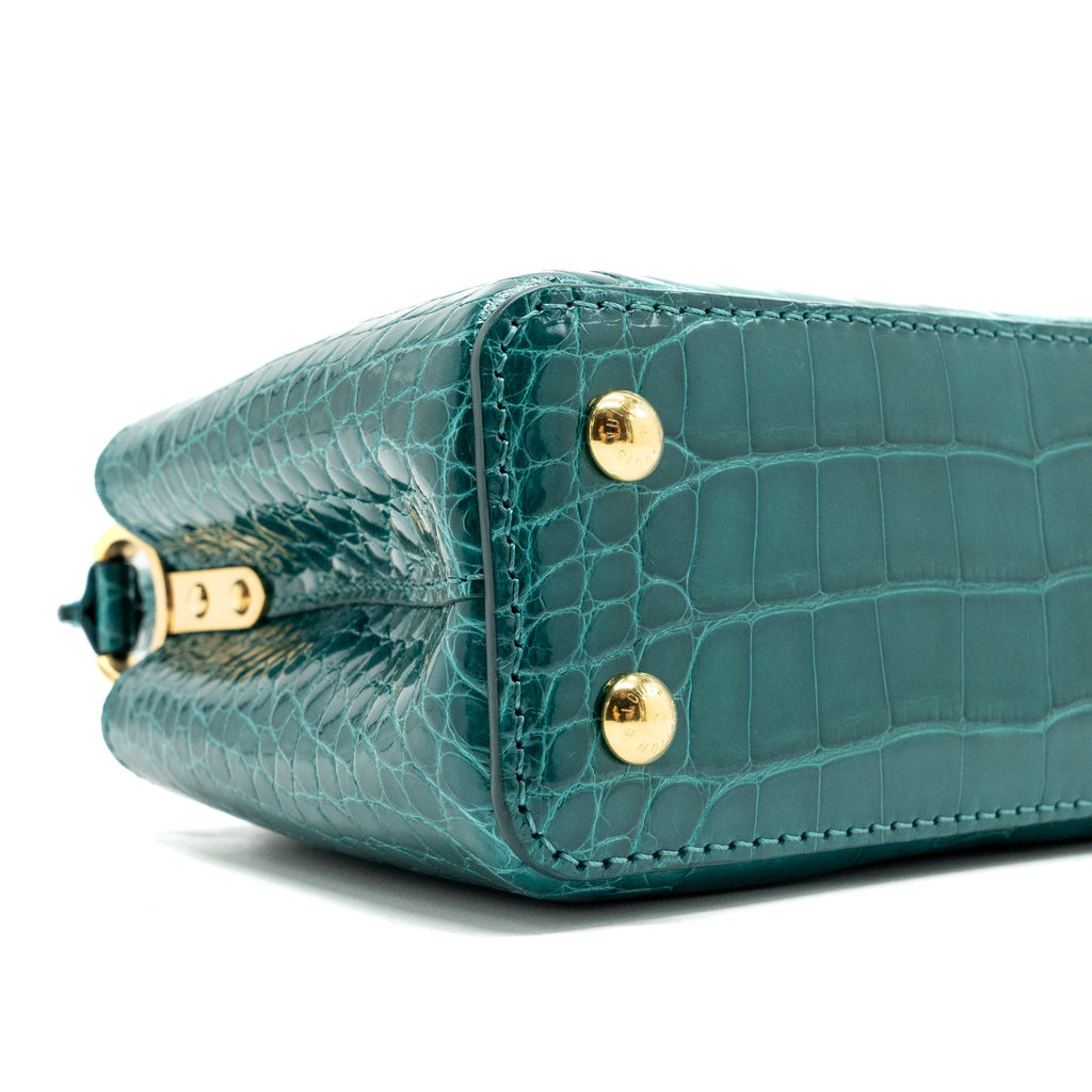 LOUIS VUITTON CAPUCINES MINI CROCODILE BRILLANT BLUE CANARD GHW