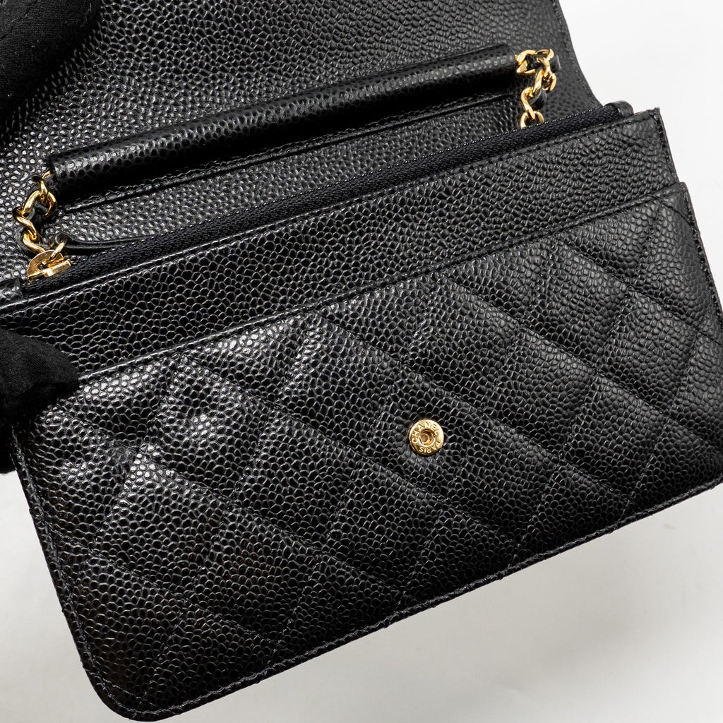 CHANEL CLASSIC WALLET ON CHAIN CAVIAR BLACK GHW
