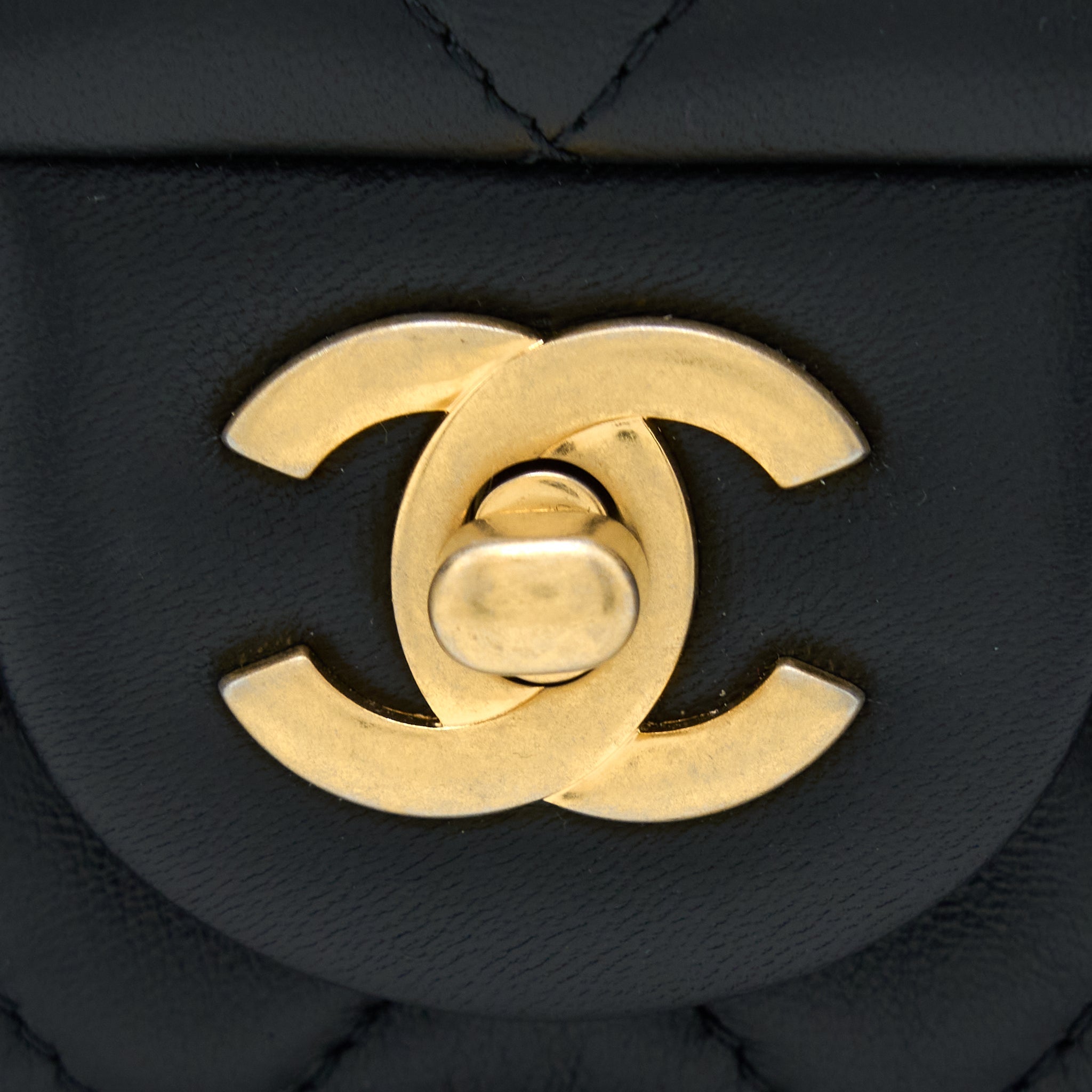 CHANEL PEARL CRUSH MINI RECTANGULAR FLAP BAG LAMBSKIN BLACK BRUSHED GHW