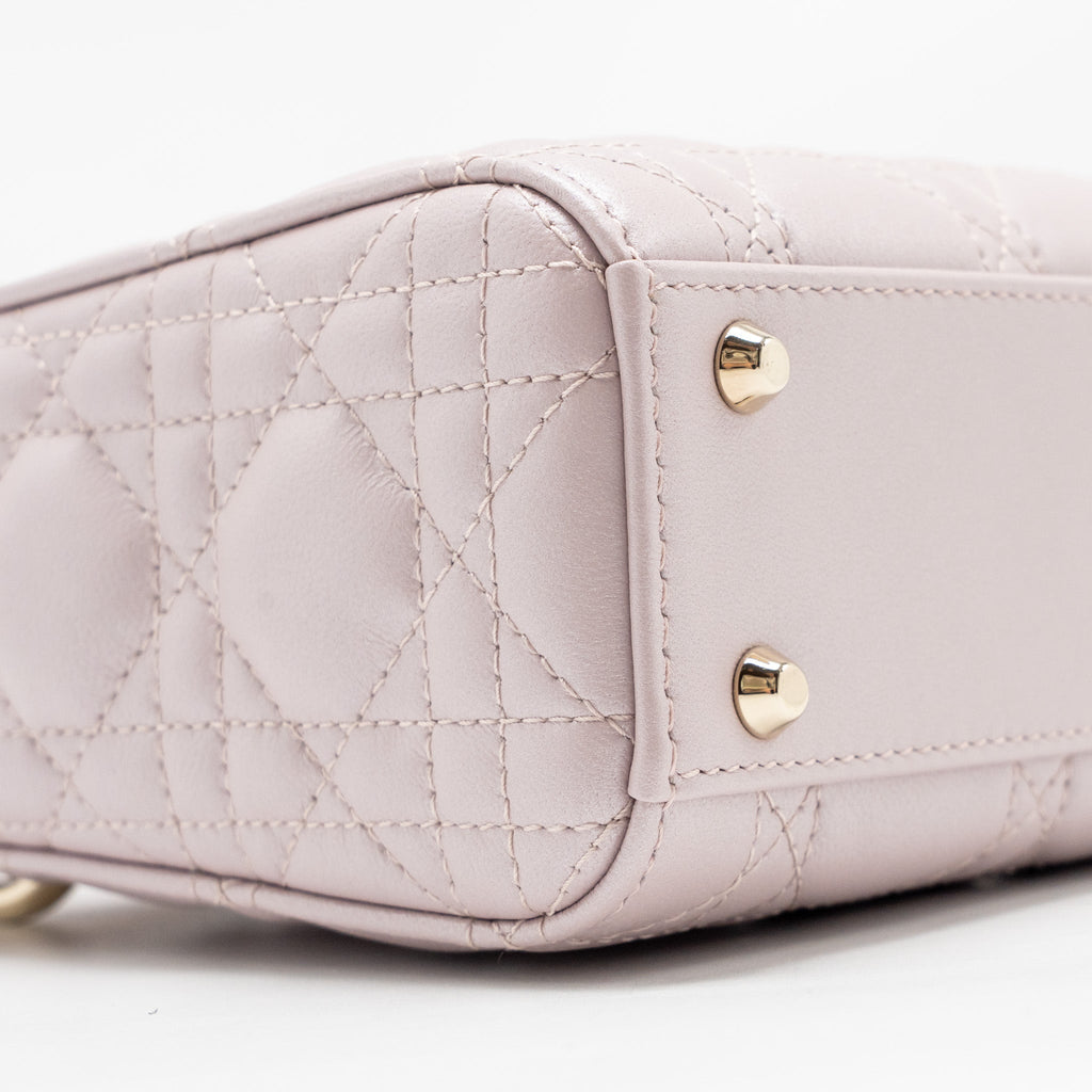 DIOR MINI LADY DIOR LAMBSKIN LIGHT PINK LGHW