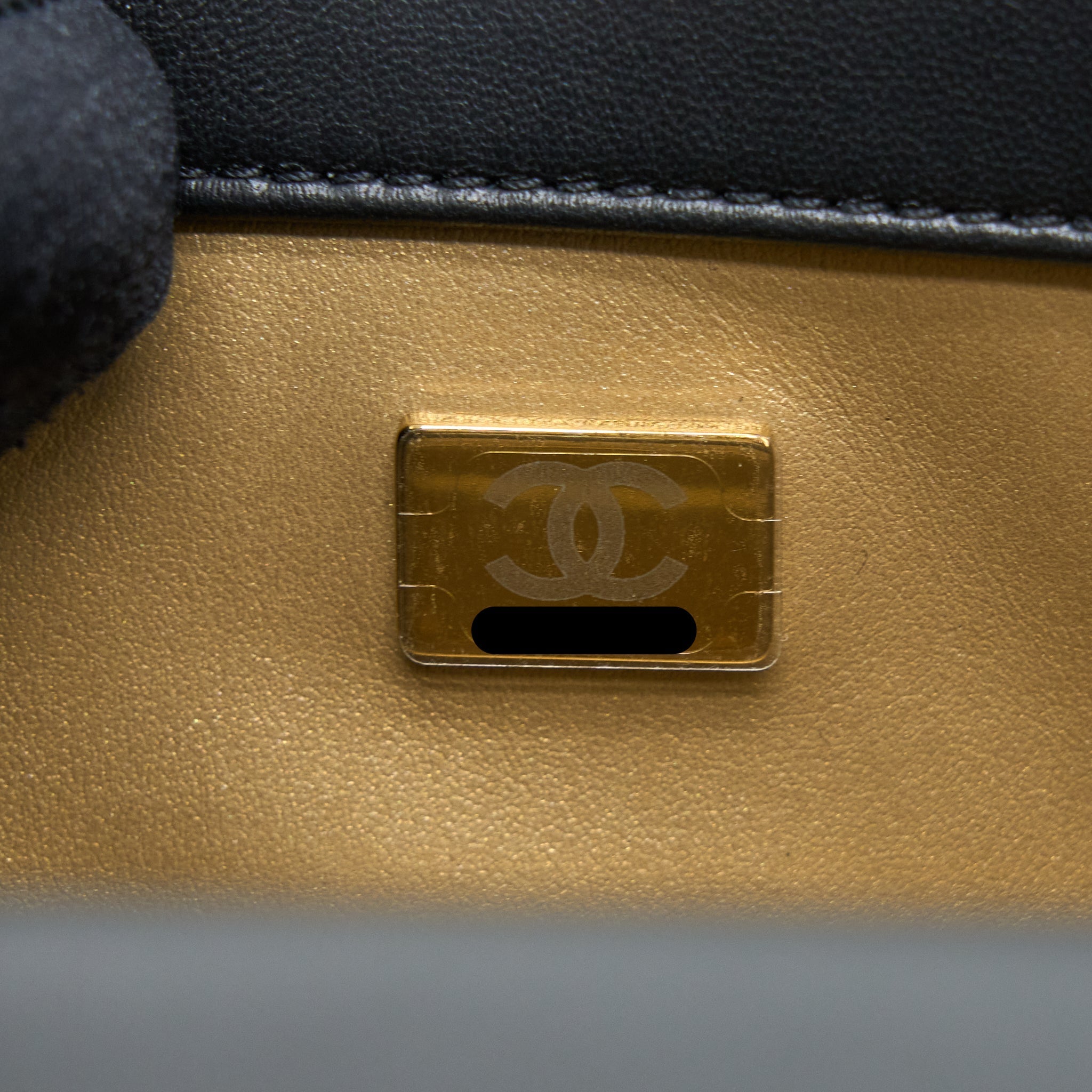 CHANEL 23C PEARL CRUSH MINI RECTANGULAR FLAP BAG LAMBSKIN BLACK BRUSHED GHW (MICROCHIP)