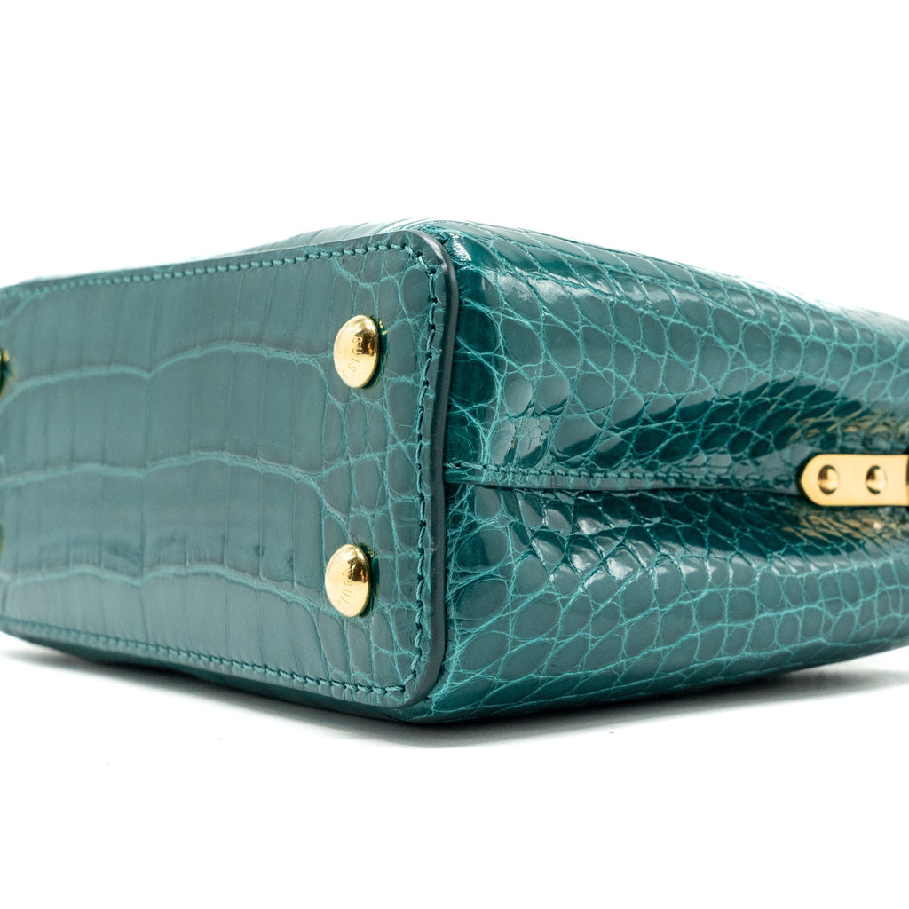 LOUIS VUITTON CAPUCINES MINI CROCODILE BRILLANT BLUE CANARD GHW