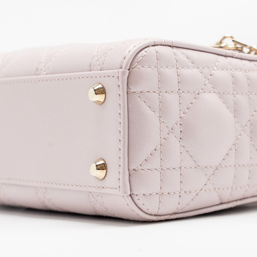 DIOR MINI LADY DIOR LAMBSKIN LIGHT PINK LGHW