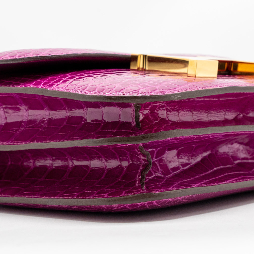 HERMES MINI CONSTANCE SHINY ALLIGATOR MISSIPPIENS J5 ROSE SHEHERARADEZ GHW