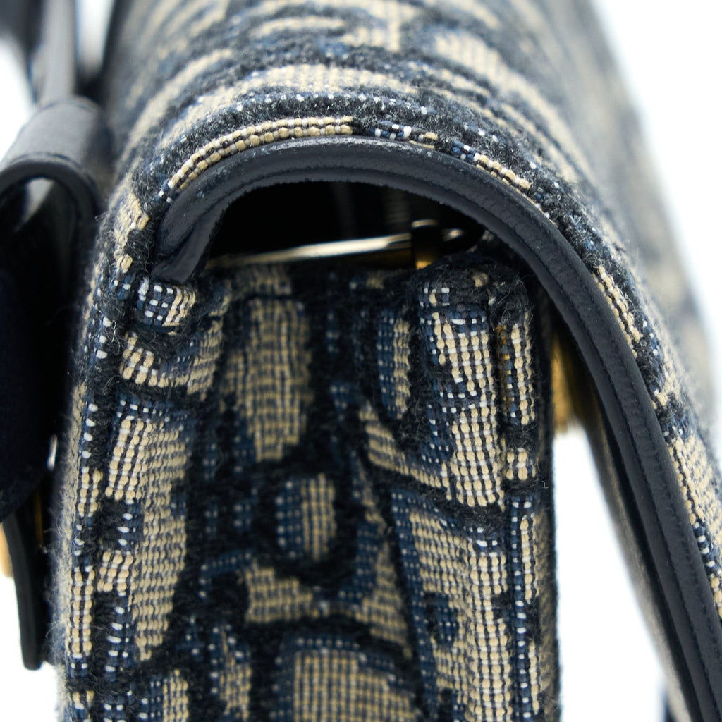 DIOR SADDLE BELT POUCH BLUE OBLIQUE JACQUARD GHW