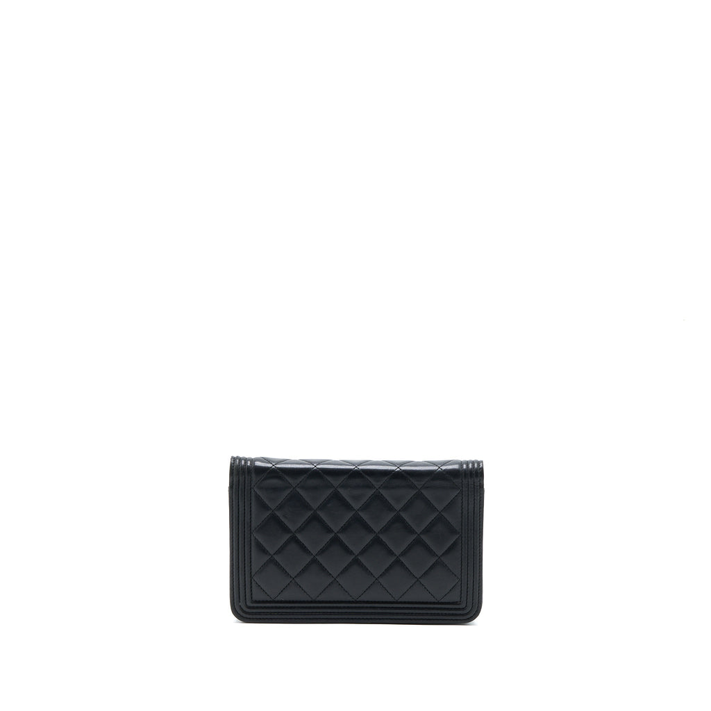 CHANEL BOY WALLET ON CHAIN LAMBSKIN BLACK SHW