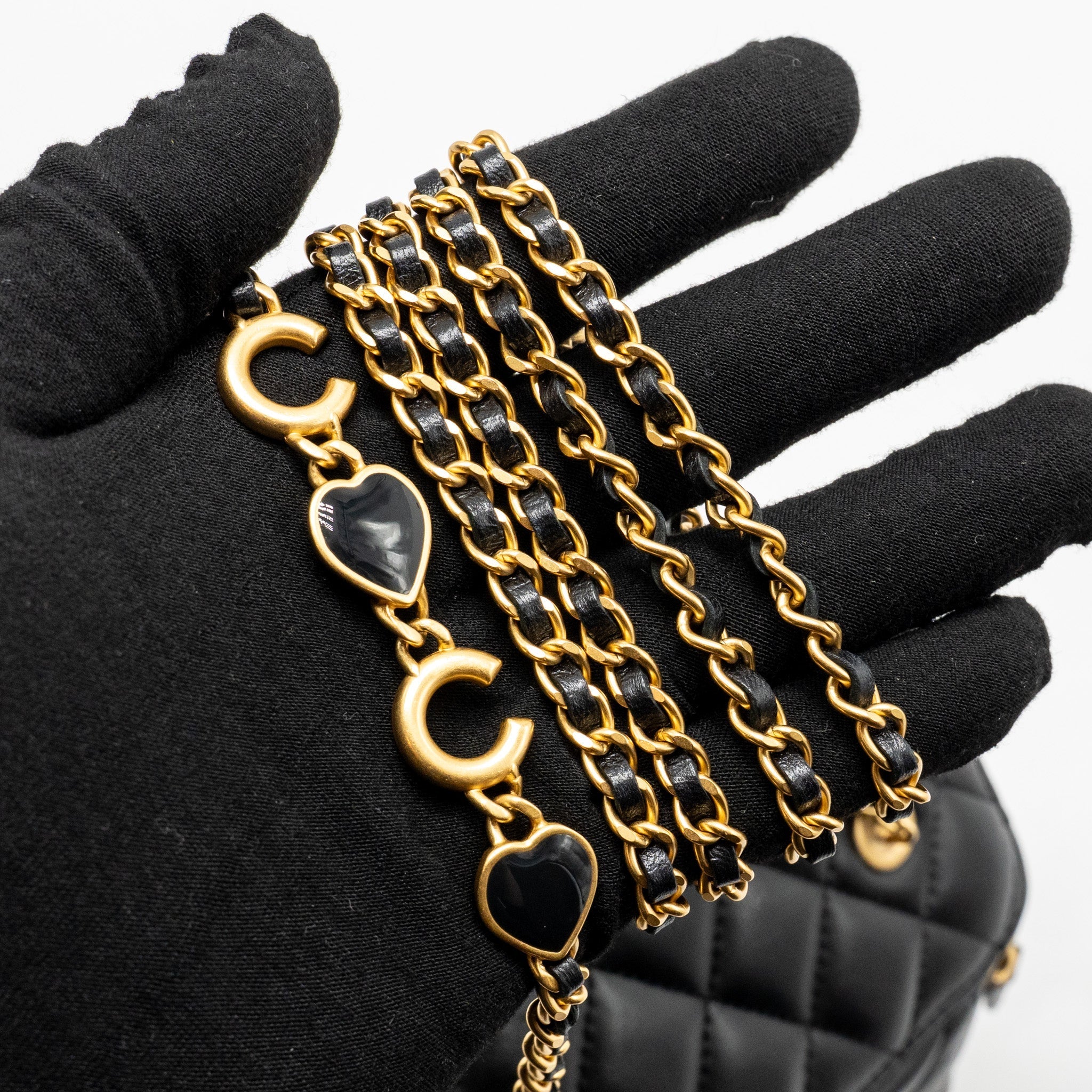 CHANEL LONG VANITY WITH COCO CHARM CHAIN LAMBSKIN BLACK GHW (MICROCHIP)