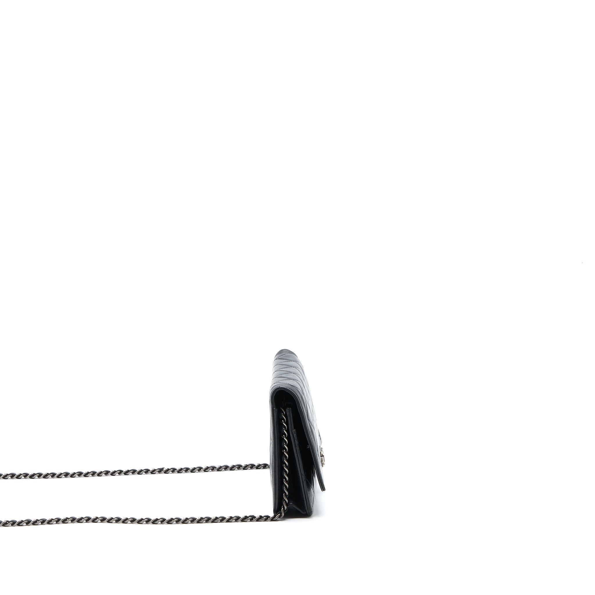 CHANEL BOY WALLET ON CHAIN LAMBSKIN BLACK SHW