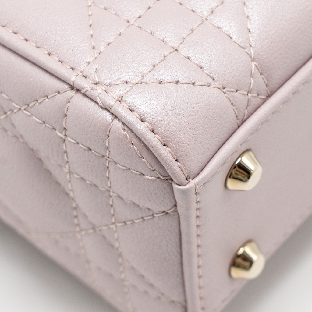 DIOR MINI LADY DIOR LAMBSKIN LIGHT PINK LGHW