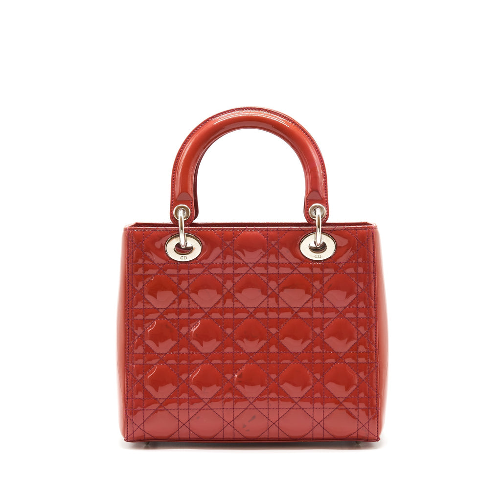 DIOR MEDIUM LADY DIOR PATENT CORAL PINK LGHW