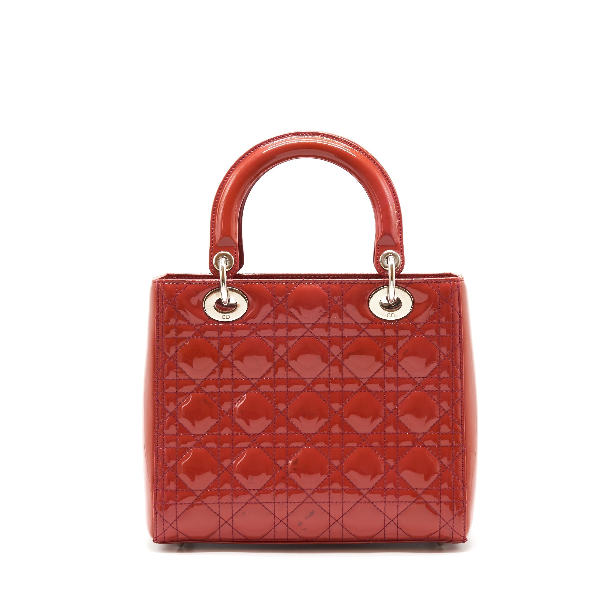 DIOR MEDIUM LADY DIOR PATENT CORAL PINK LGHW
