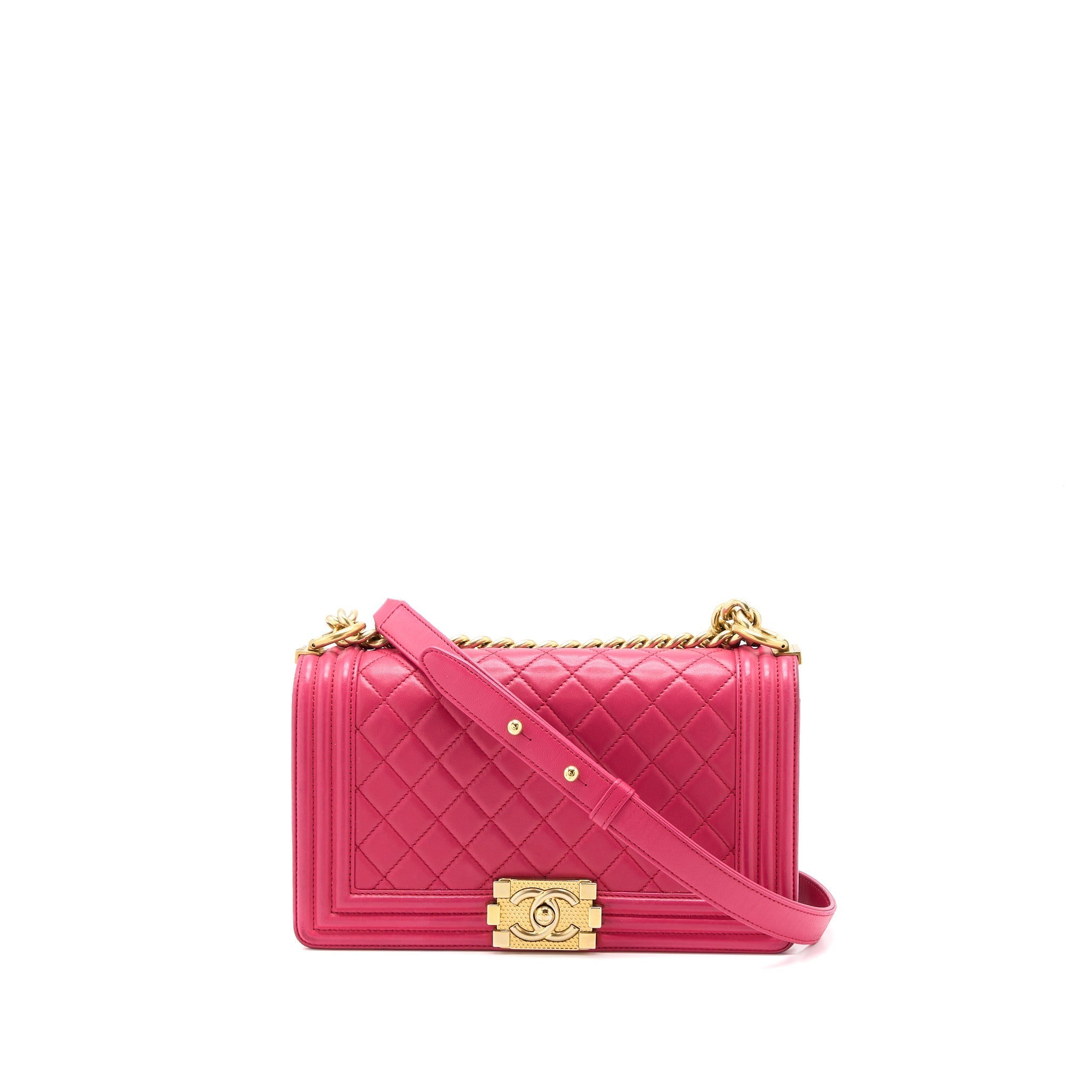 CHANEL MEDIUM BOY BAG LAMBSKIN PINK GHW