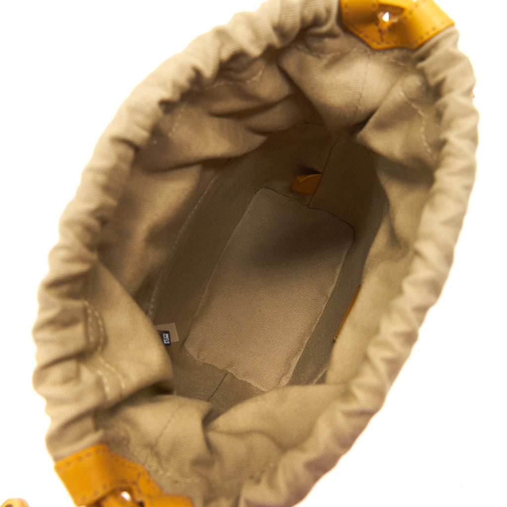 CHLOE ROY MINI LEATHER BUCKET BAG BURNING CAMEL