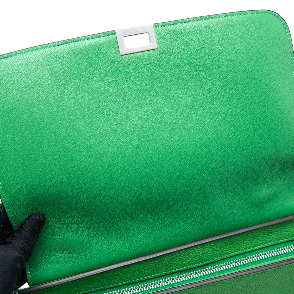 CELINE SMALL TRAPEZE BAG CALFSKIN/SUEDE GREEN SHW
