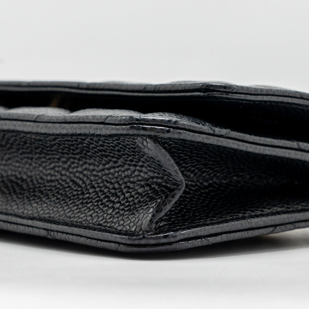 CHANEL CLASSIC WALLET ON CHAIN CAVIAR BLACK GHW (MICROCHIP)