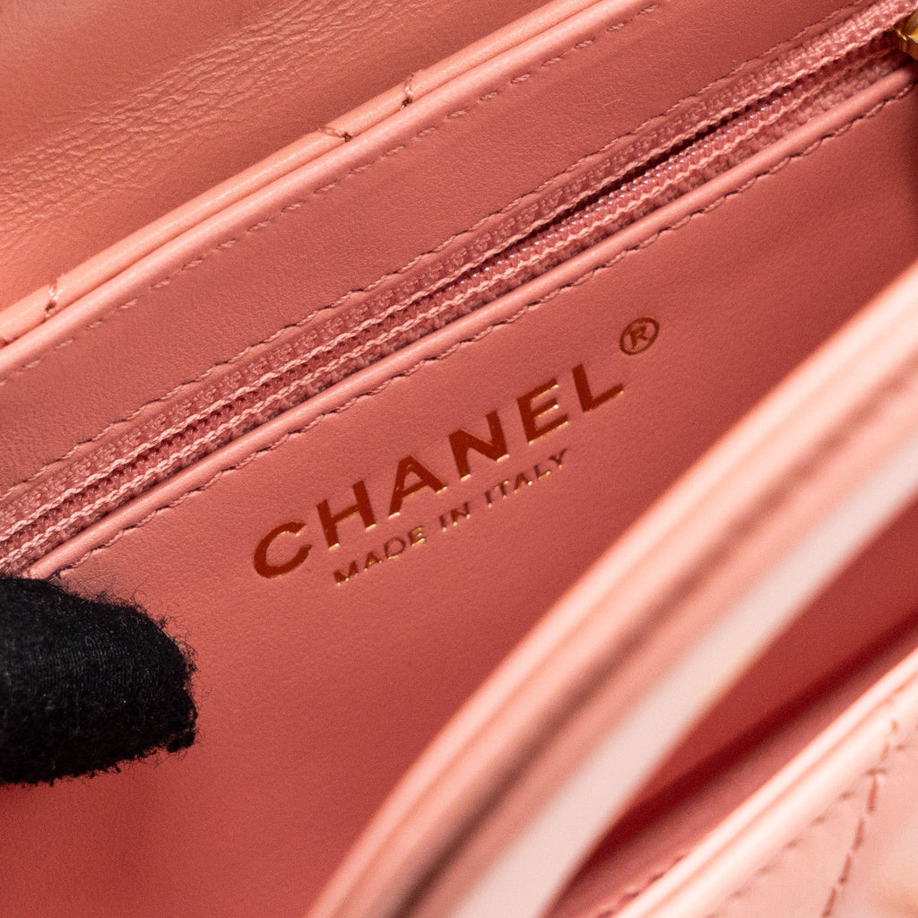 CHANEL 23K MINI SHOPPING TOTE CALFSKIN PINK BRUSHED GHW(MICROCHIP)