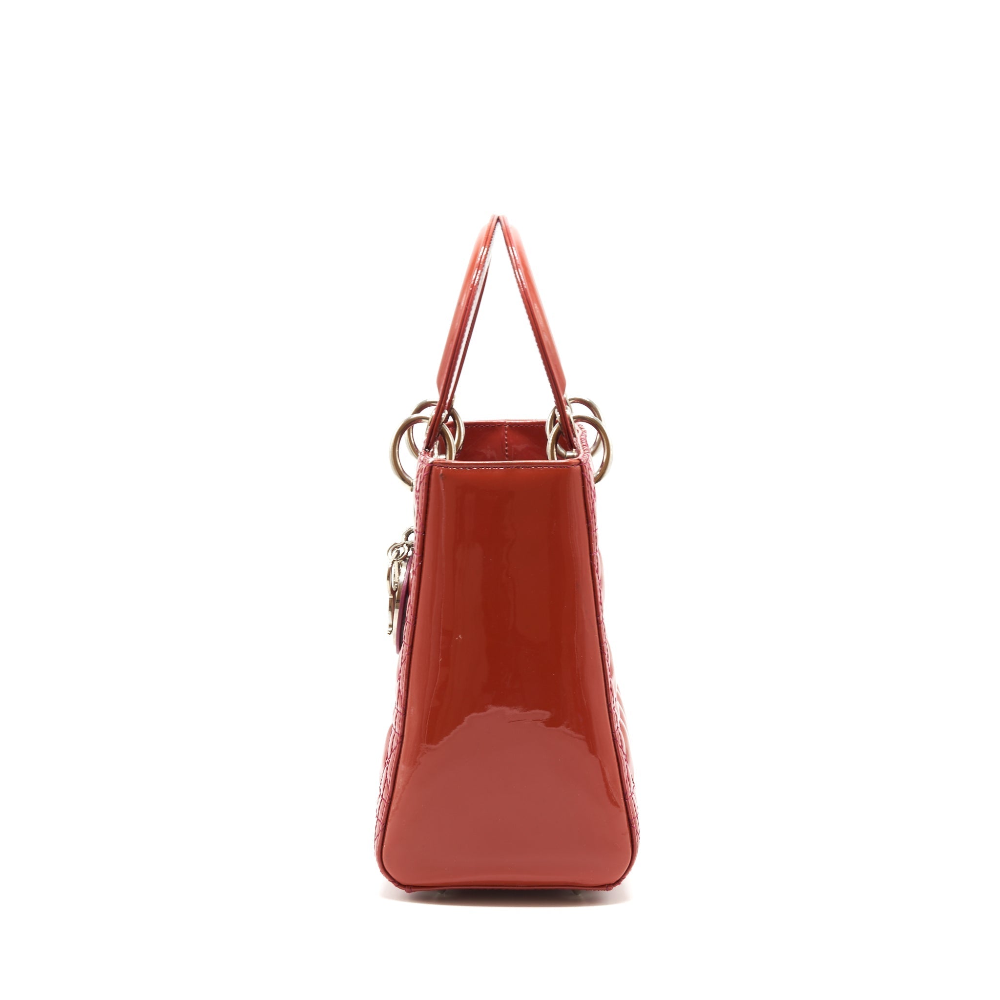 DIOR MEDIUM LADY DIOR PATENT CORAL PINK LGHW