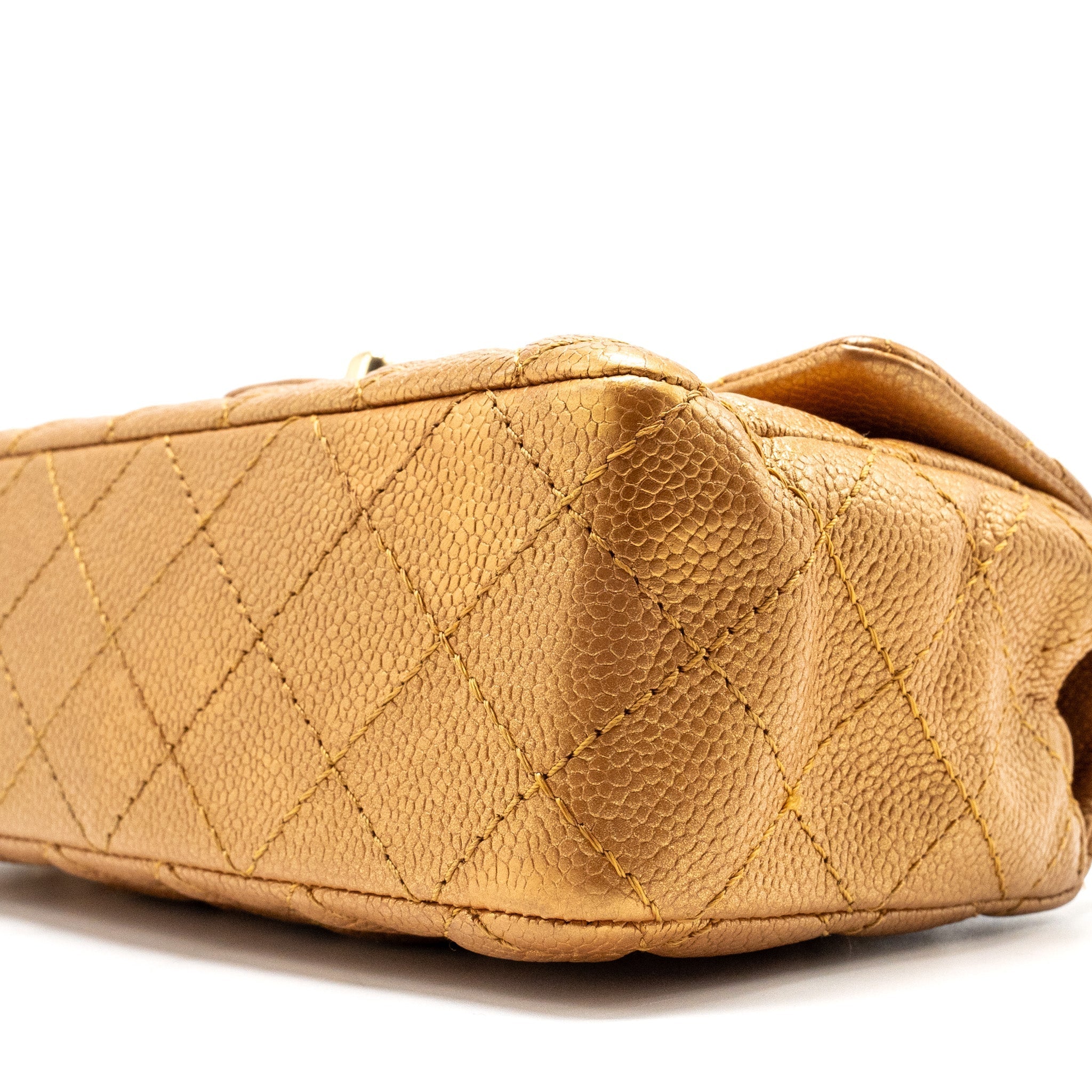 CHANEL MINI RECTANGULAR FLAP BAG CALFSKIN IRIDESCENT DARK GOLD GHW