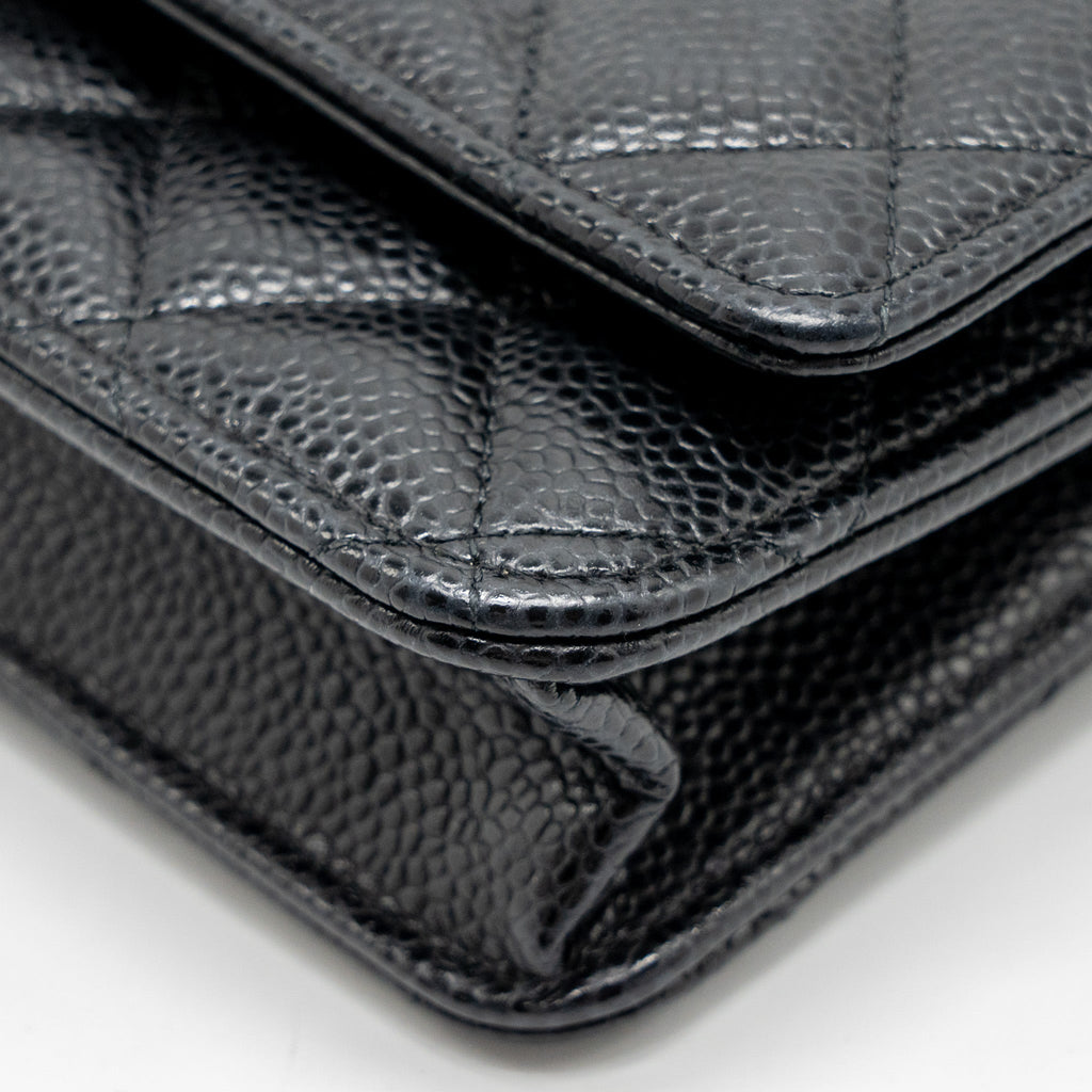 CHANEL CLASSIC WALLET ON CHAIN CAVIAR BLACK GHW (MICROCHIP)