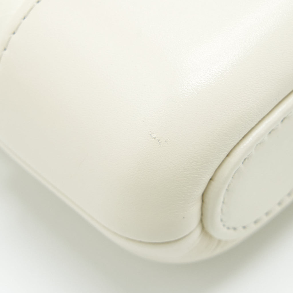 CHANEL GABRIELLE CLUTCH ON CHAIN AGED CALFSKIN WHITE WITH SILVER AND GOLD HARDWARE
