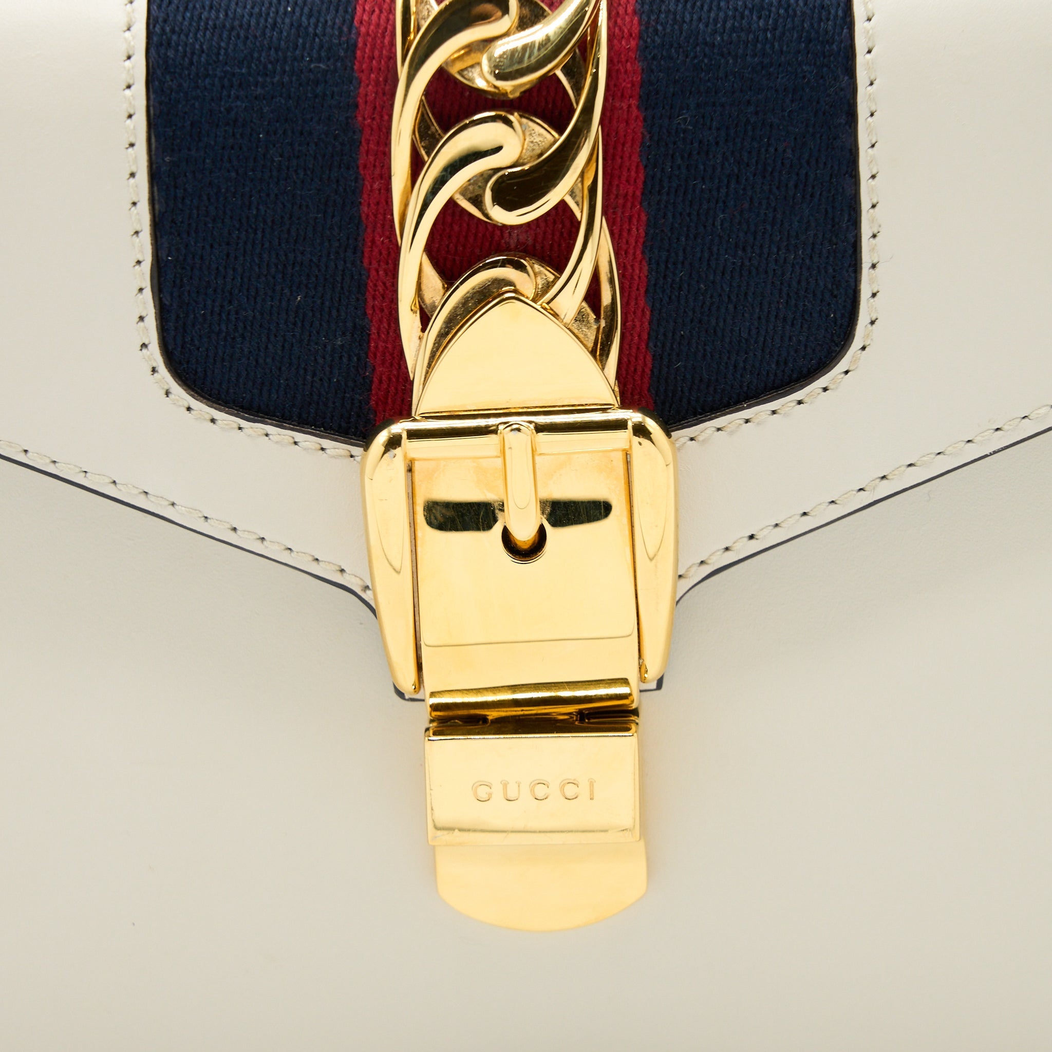GUCCI MINI SYLVIA TOP HANDLE BAG WHITE GHW