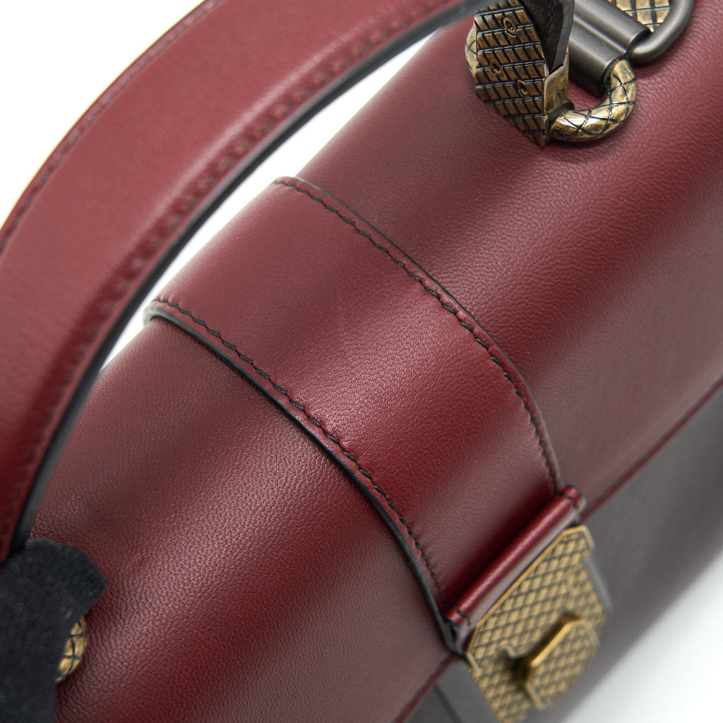 BOTTEGA VENETA PIAZZA TOP HANDLE BAG BURGUNDY