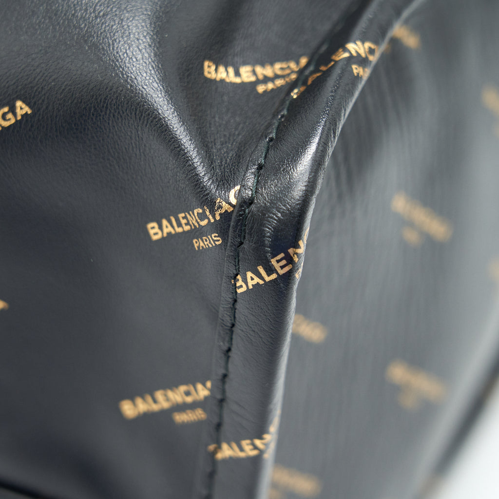 BALENCIAGA LOGO PRINTED BAZAR SHOPPER M LEATHER BAG