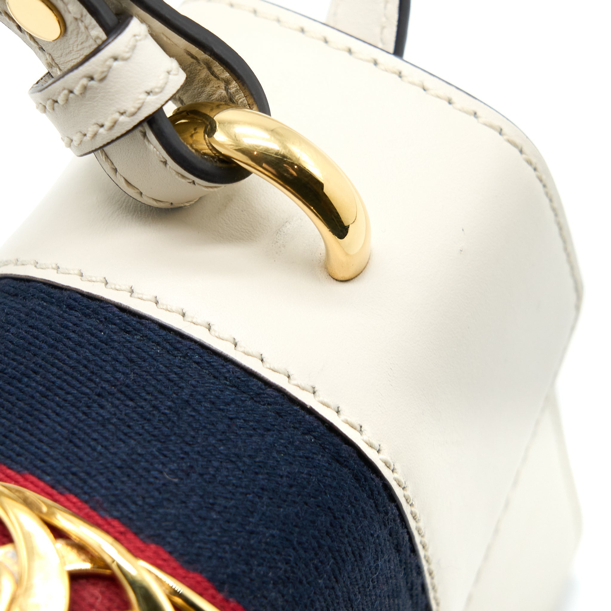 GUCCI MINI SYLVIA TOP HANDLE BAG WHITE GHW
