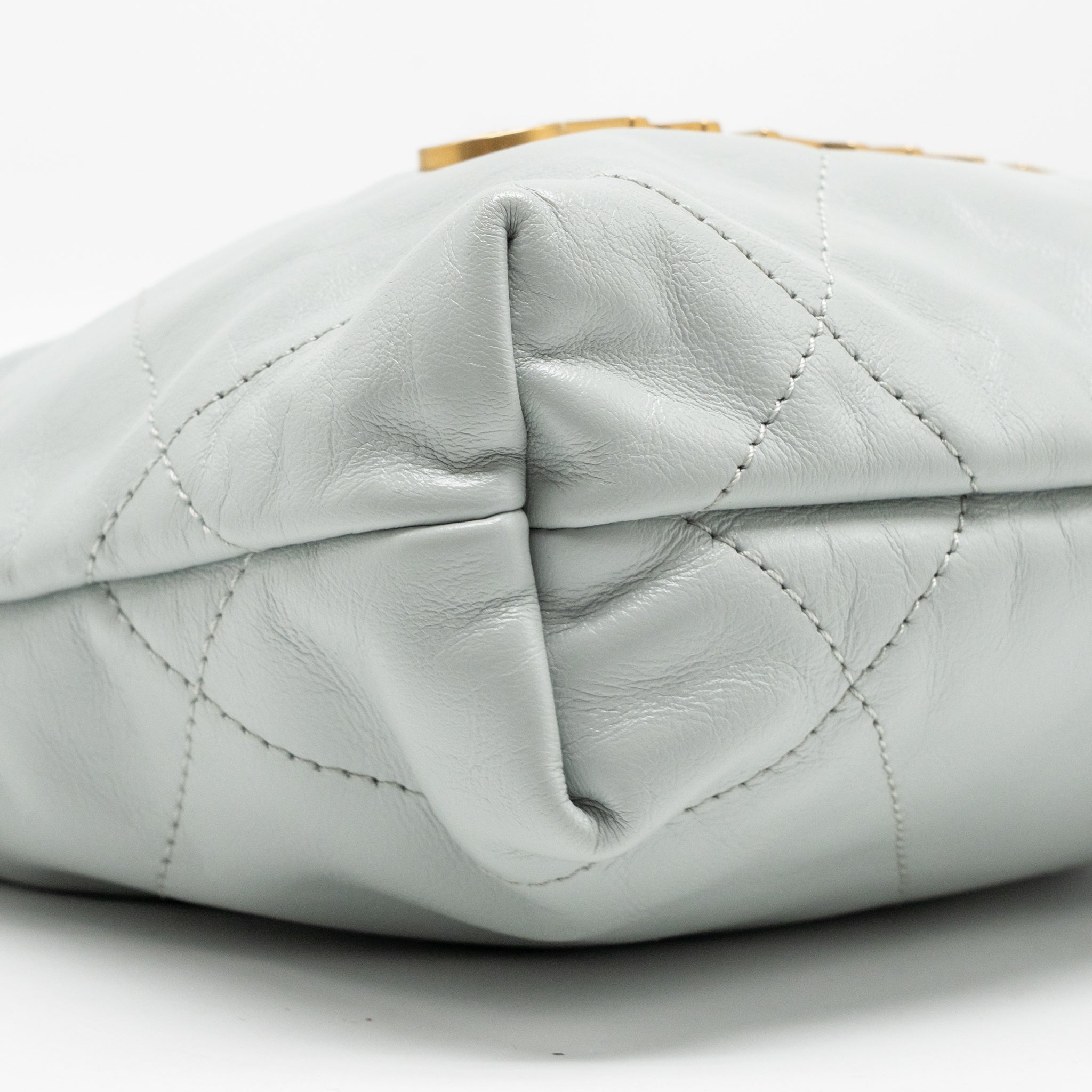 CHANEL MINI 22 BAG CALFSKIN LIGHT GREY GHW (MICROCHIP)