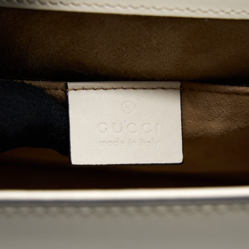 GUCCI MINI SYLVIA TOP HANDLE BAG WHITE GHW