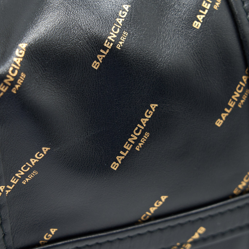 BALENCIAGA LOGO PRINTED BAZAR SHOPPER M LEATHER BAG