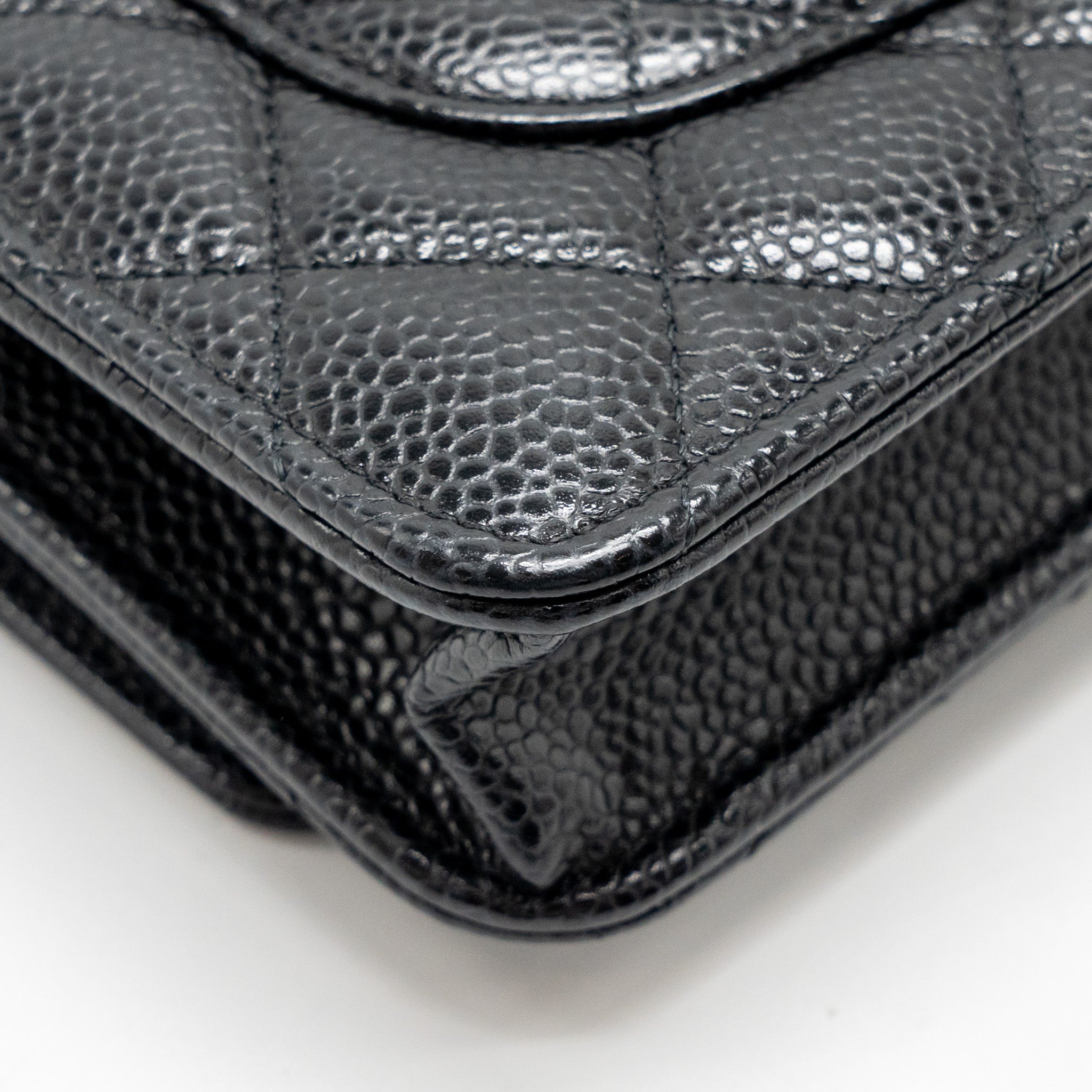 CHANEL CLASSIC WALLET ON CHAIN CAVIAR BLACK GHW (MICROCHIP)