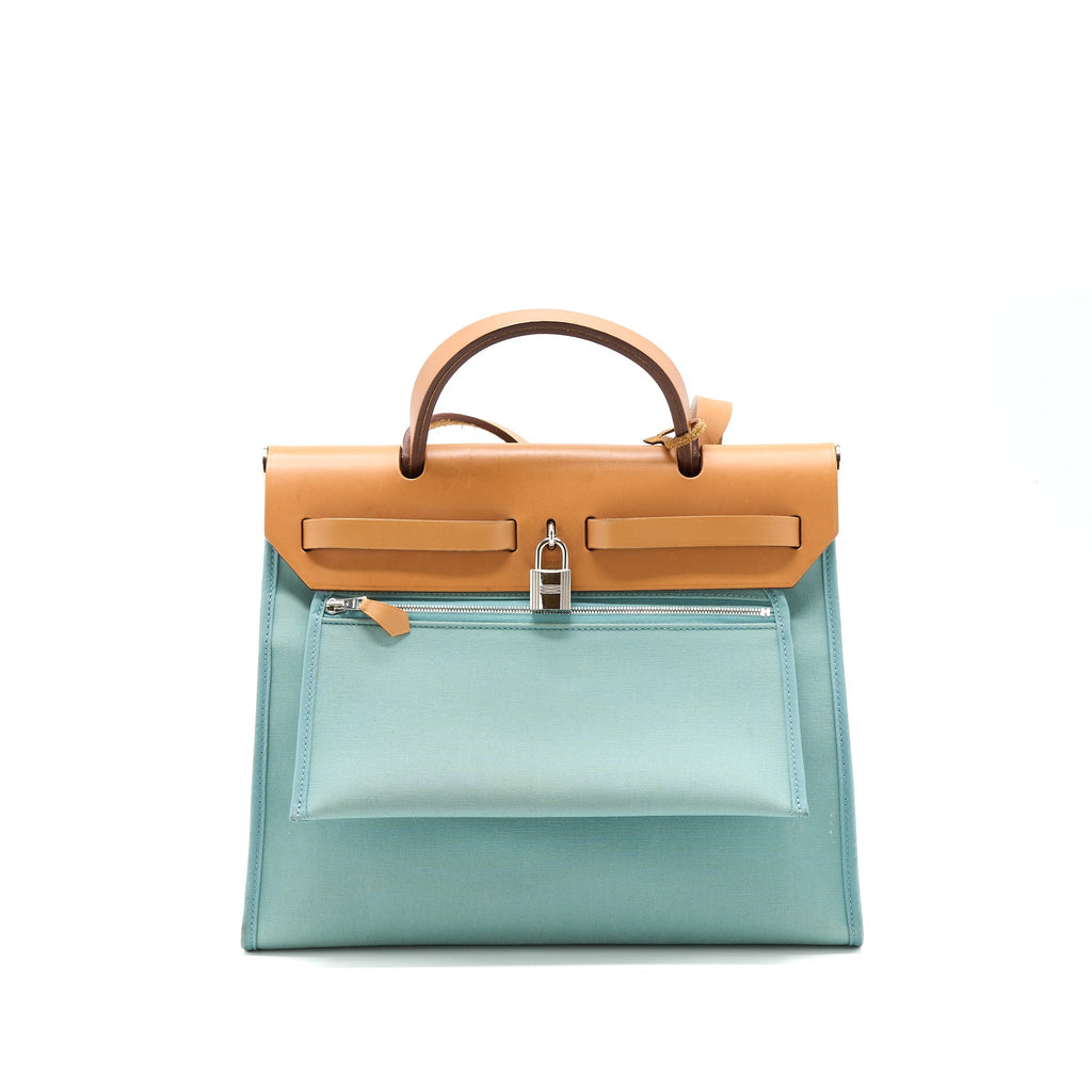 HERMES HERBAG 31 CANVAS LIGHT BLUE SHW
