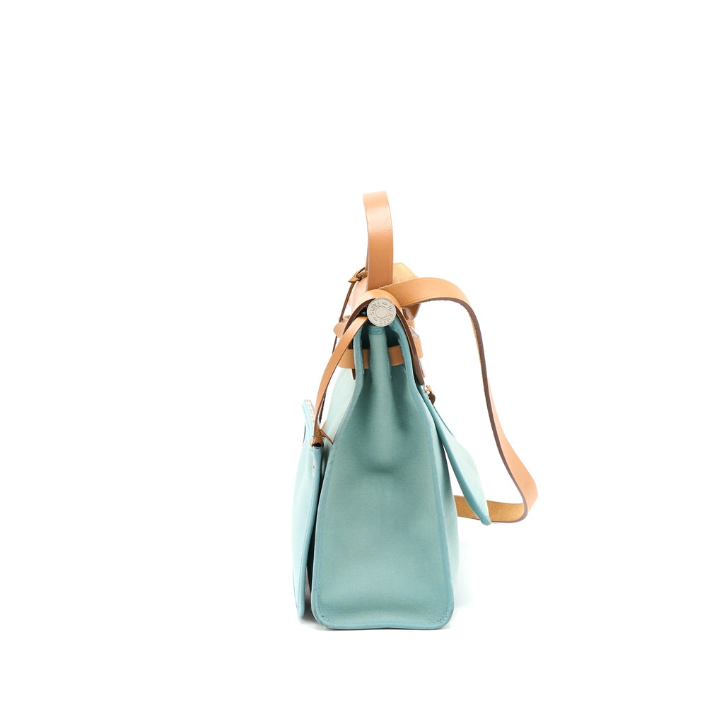 HERMES HERBAG 31 CANVAS LIGHT BLUE SHW
