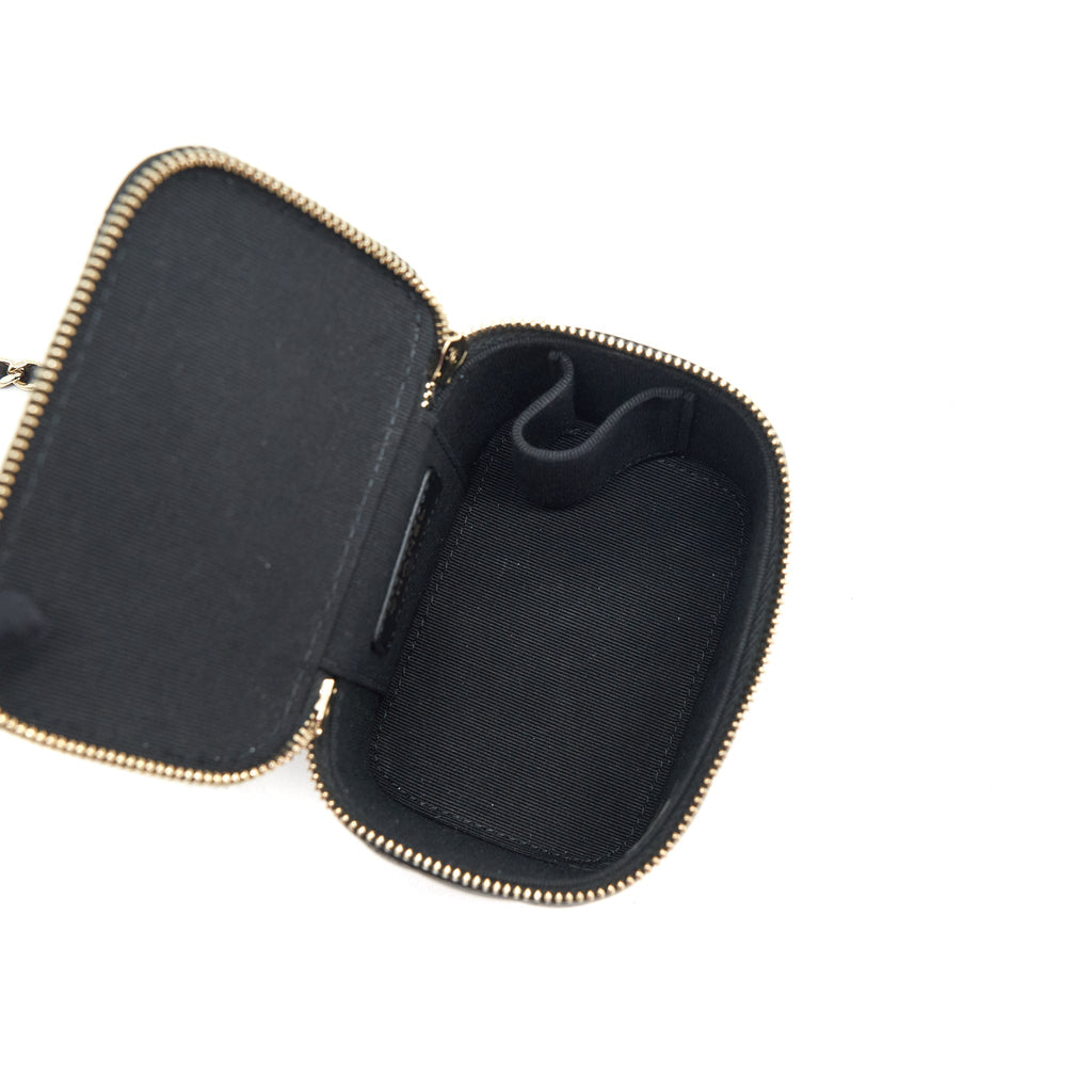 CHANEL TOP HANDLE MINI VANITY WITH CHAIN LAMBSKIN BLACK LGHW