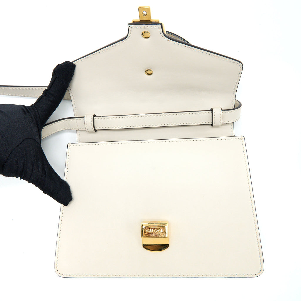 GUCCI MINI SYLVIA TOP HANDLE BAG WHITE GHW
