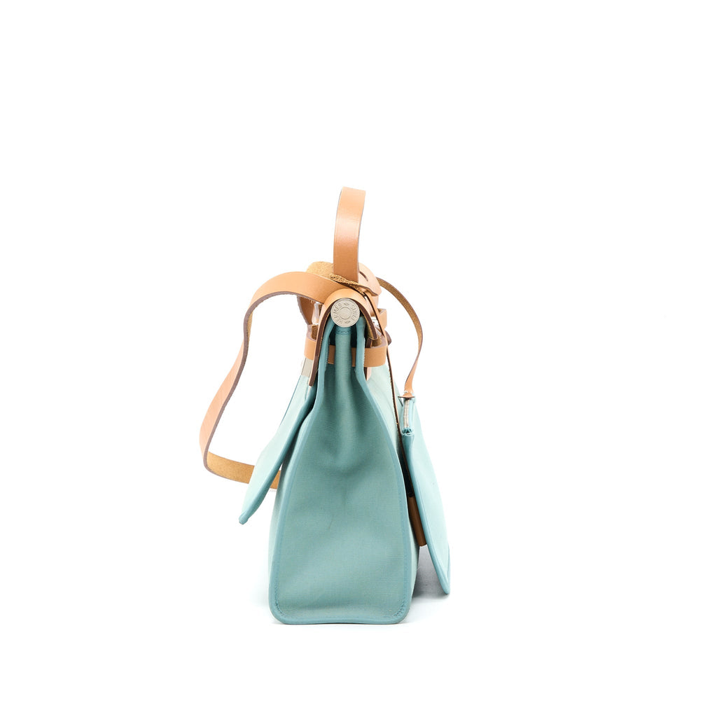 HERMES HERBAG 31 CANVAS LIGHT BLUE SHW