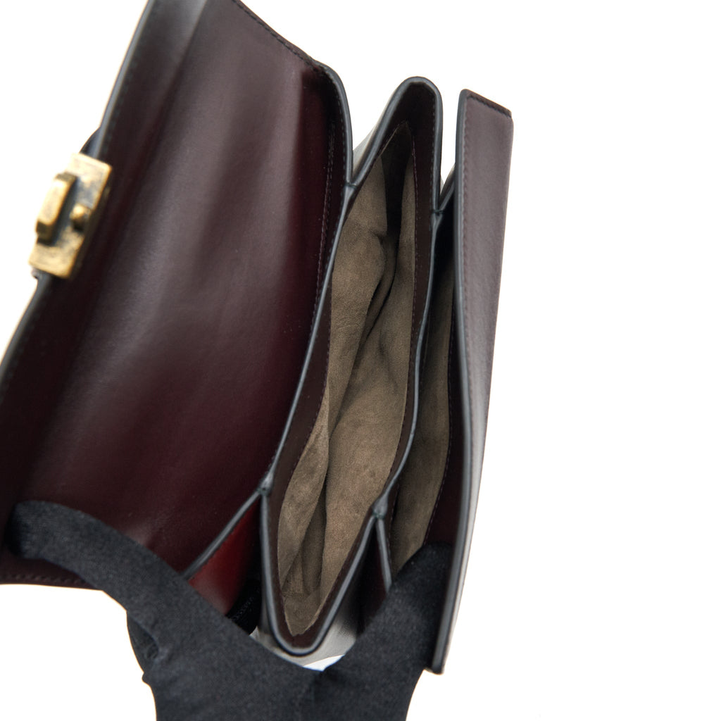 BOTTEGA VENETA PIAZZA TOP HANDLE BAG BURGUNDY