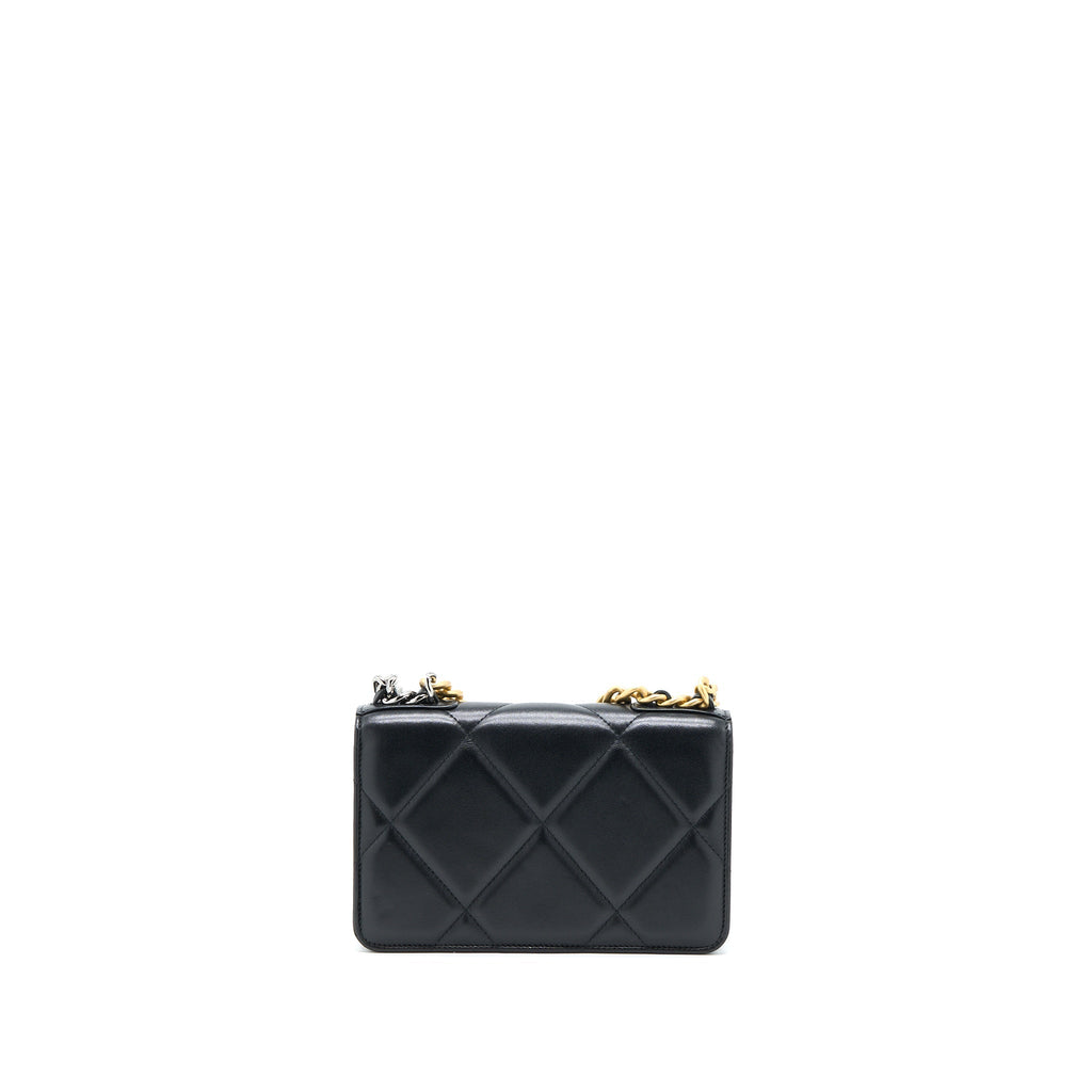CHANEL 19 WALLET ON CHAIN LAMBSKIN BLACK MULTICOLOUR HARDWARE (MICROCHIP)